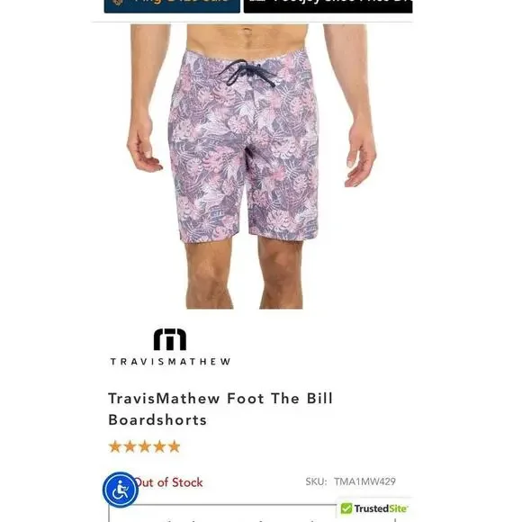 Travis Mathew Foot The Bill BoardShorts / Size-38 - Picture 9 of 9